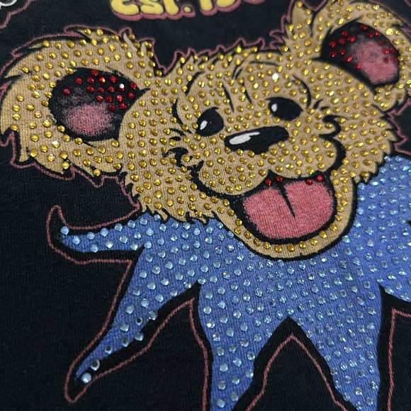 Grateful Dead black rhinestones sparkling distressed t shirt size medium - Picture 3 of 6